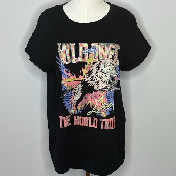 Odd People Collection Wild Ones Graphic Tee Large Black Distressed Band Shirt - Picture 1 of 7